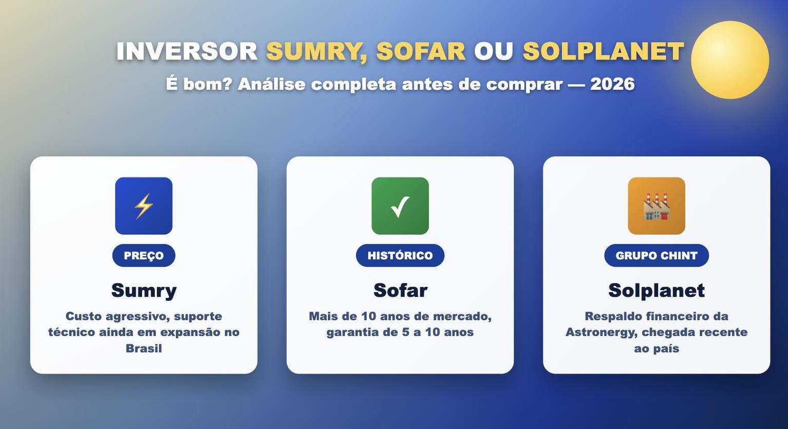 Inversor Sumry, Sofar ou Solplanet é bom? Comparativo de marcas